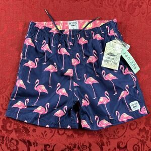 Spicy Tuna Swim Trunks Shorts Boys 14 Blue Flamingo Print Lined New With Tags
